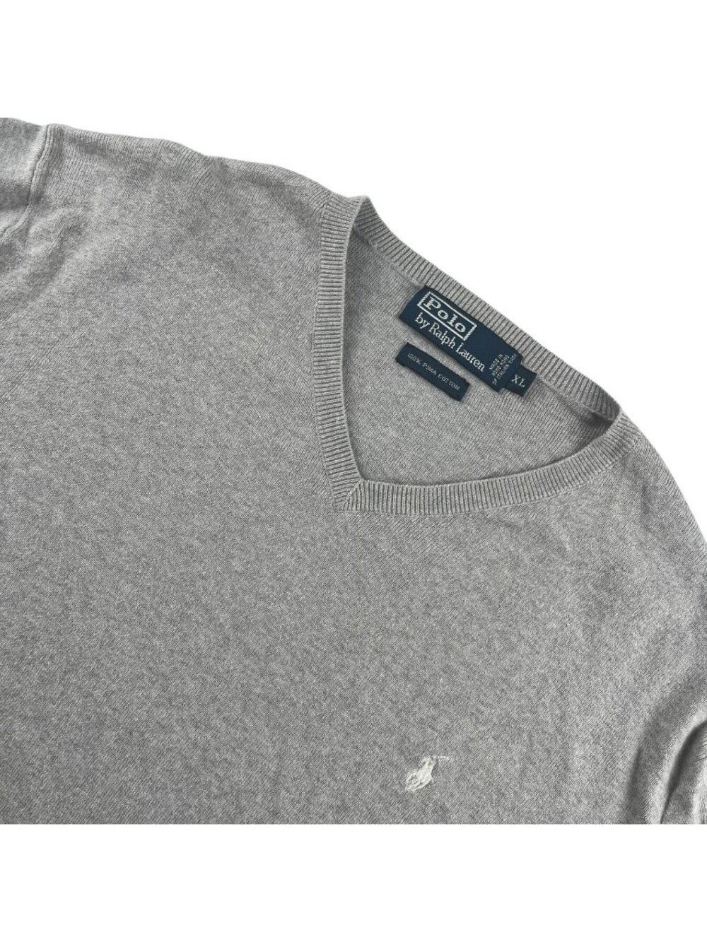 Polo Ralph Lauren Men's Cotton V-Neck Sweater Gray • XL